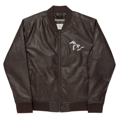 Great Lakes Bomber Jacket | Faux Leather - White