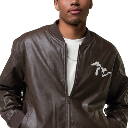 Great Lakes Bomber Jacket | Faux Leather - White