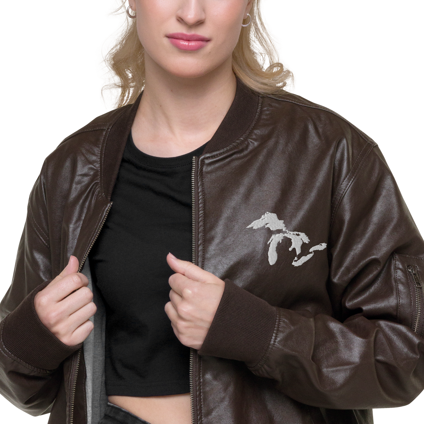 Great Lakes Bomber Jacket | Faux Leather - White