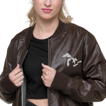 Great Lakes Bomber Jacket | Faux Leather - White