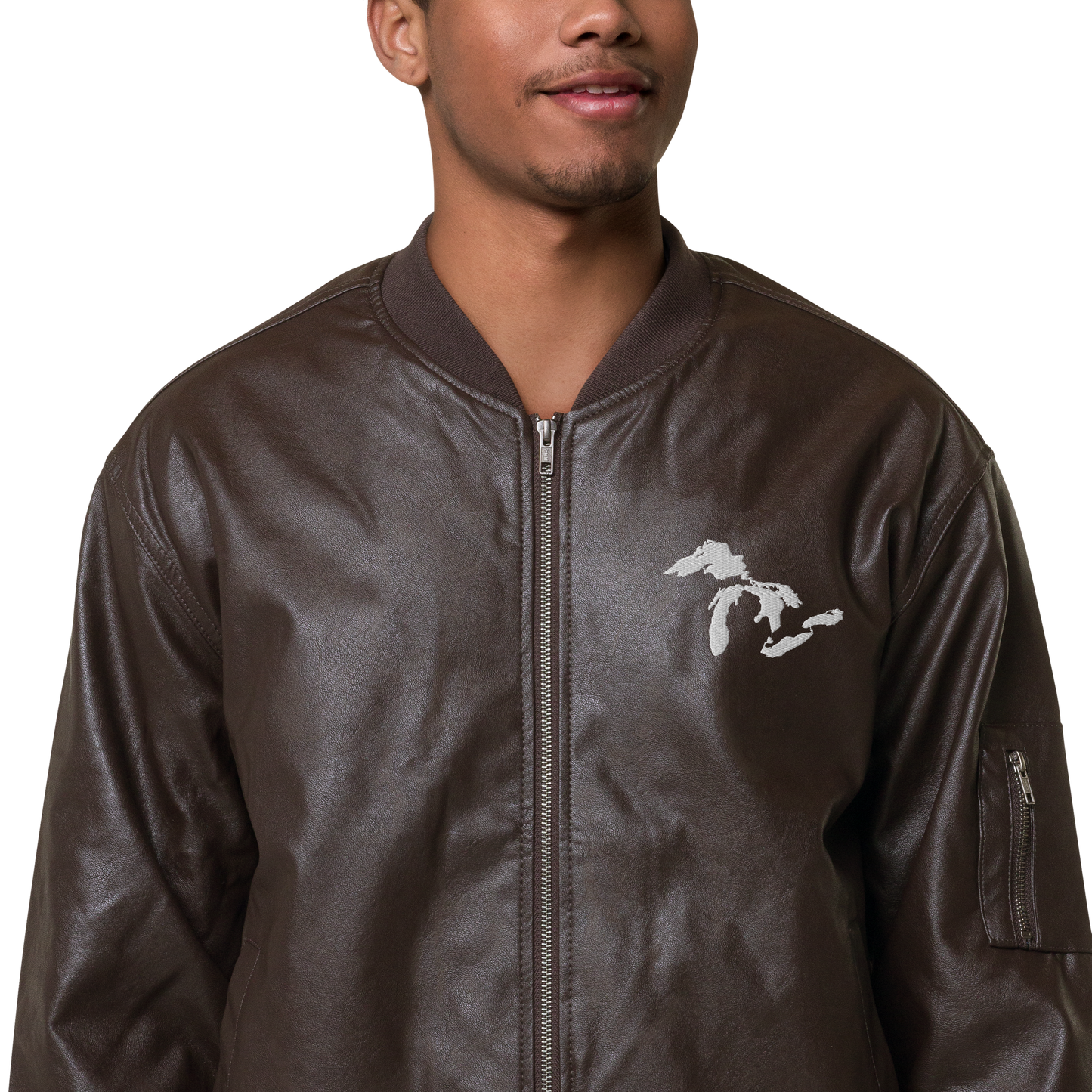 Great Lakes Bomber Jacket | Faux Leather - White