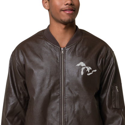 Great Lakes Bomber Jacket | Faux Leather - White