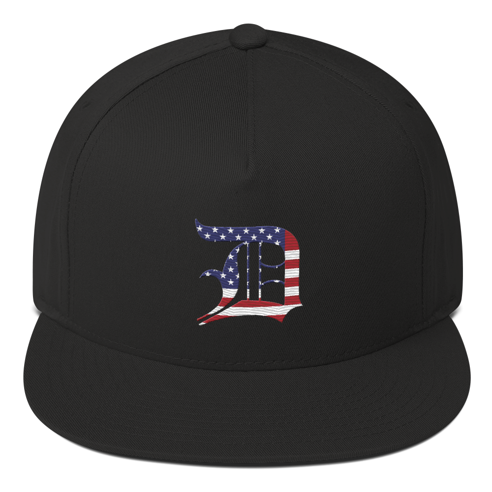 Detroit 'Old English D' Flat Bill Snapback (Patriotic Edition)