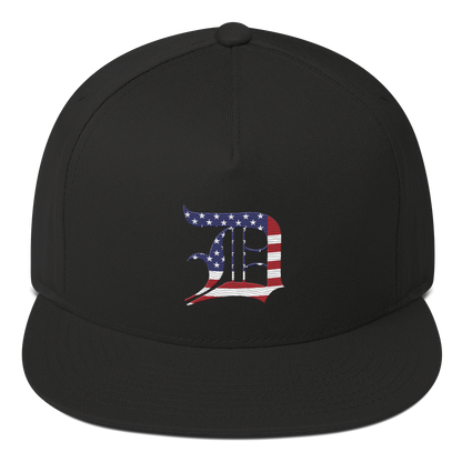 Detroit 'Old English D' Flat Bill Snapback (Patriotic Edition)