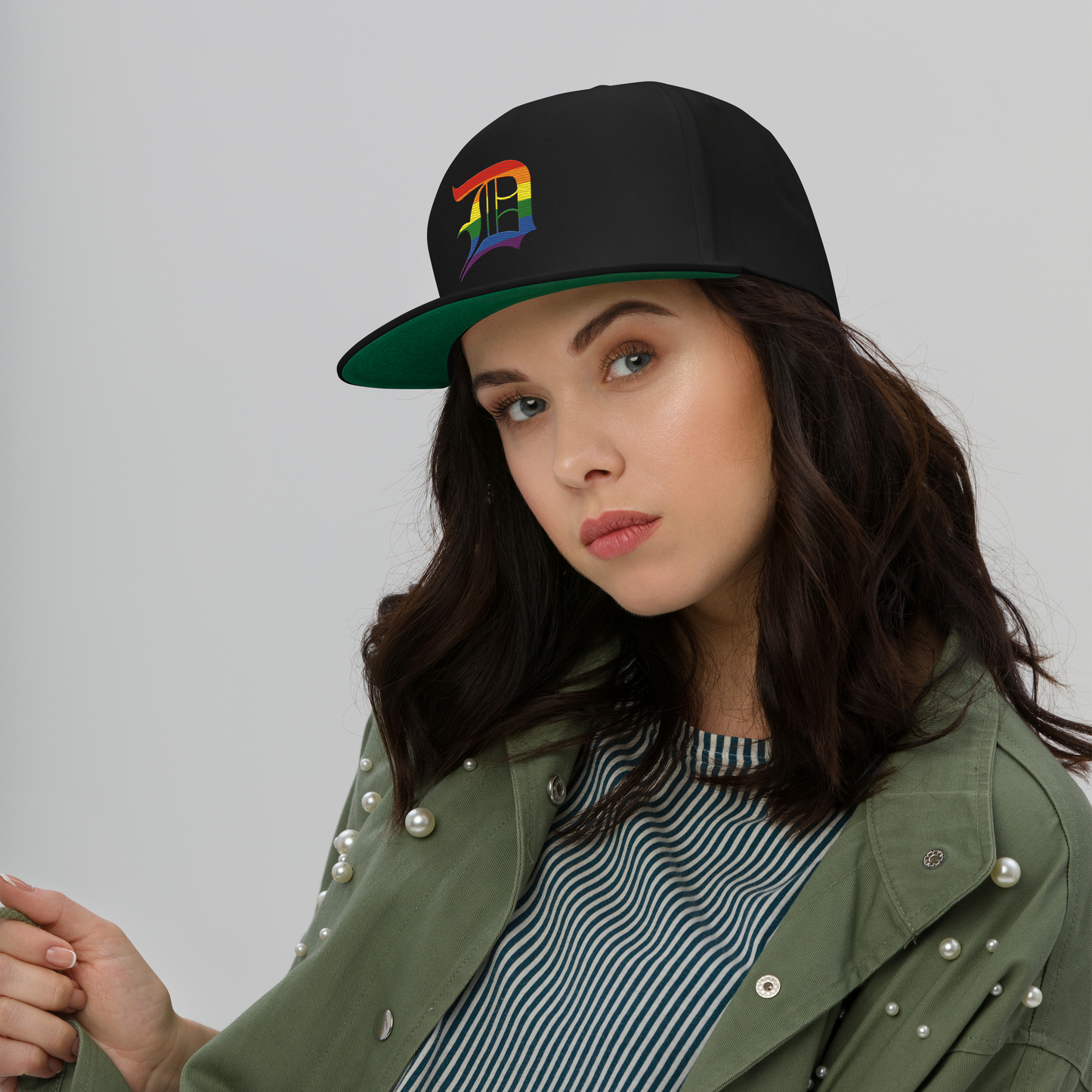 Detroit 'Old English D' Flat Bill Snapback (Rainbow Pride Edition)