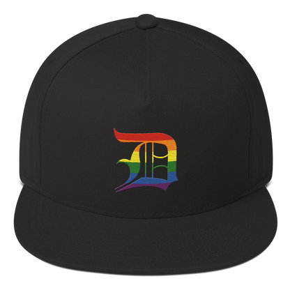 Detroit 'Old English D' Flat Bill Snapback (Rainbow Pride Edition)