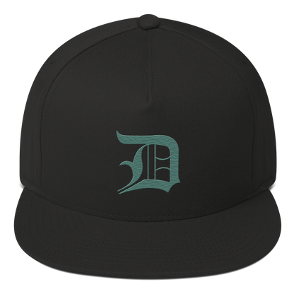 Detroit 'Old English D' Flat Bill Snapback (Copper Green)