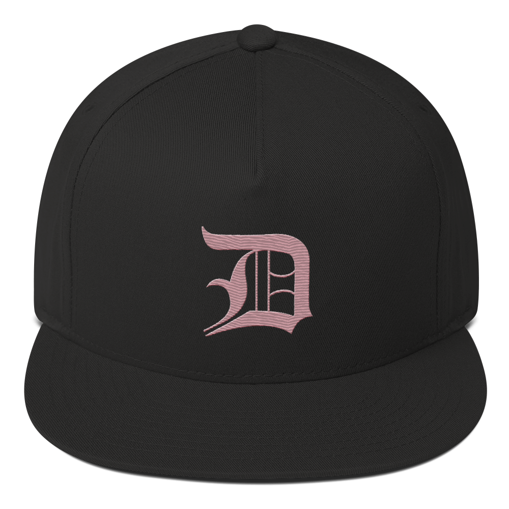 Detroit 'Old English D' Flat Bill Snapback (Cherry Blossom Pink)