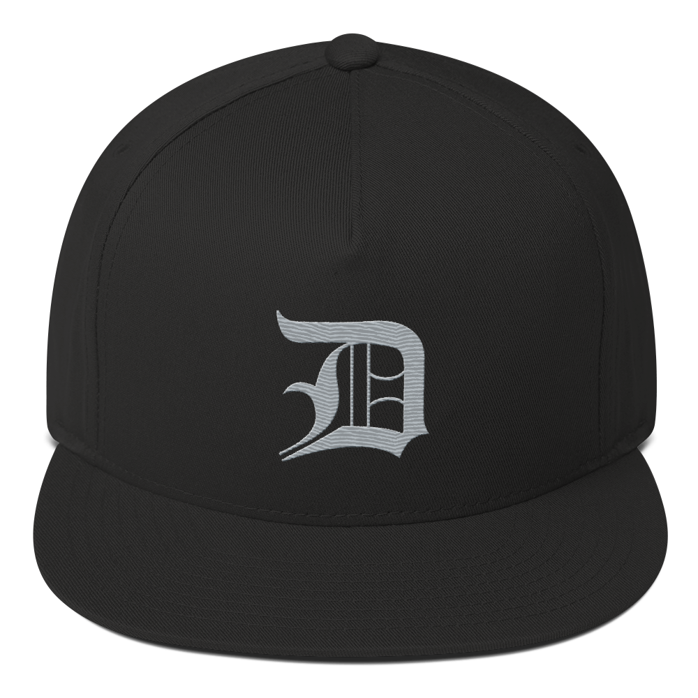 Detroit 'Old English D' Flat Bill Snapback (Silver)