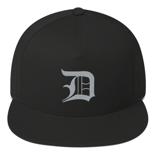 Detroit 'Old English D' Flat Bill Snapback (Silver)