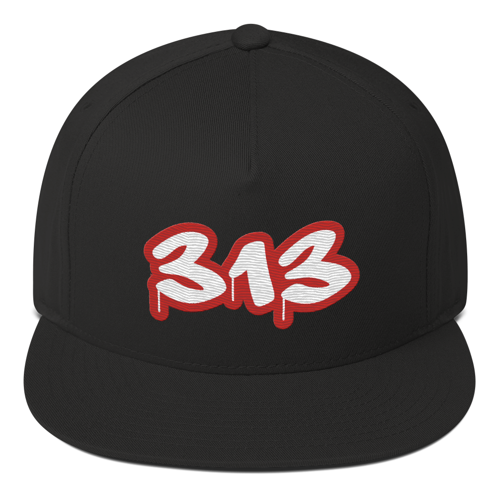 Detroit '313' Flat BIll Snapback (Aliform Red Tag Font)