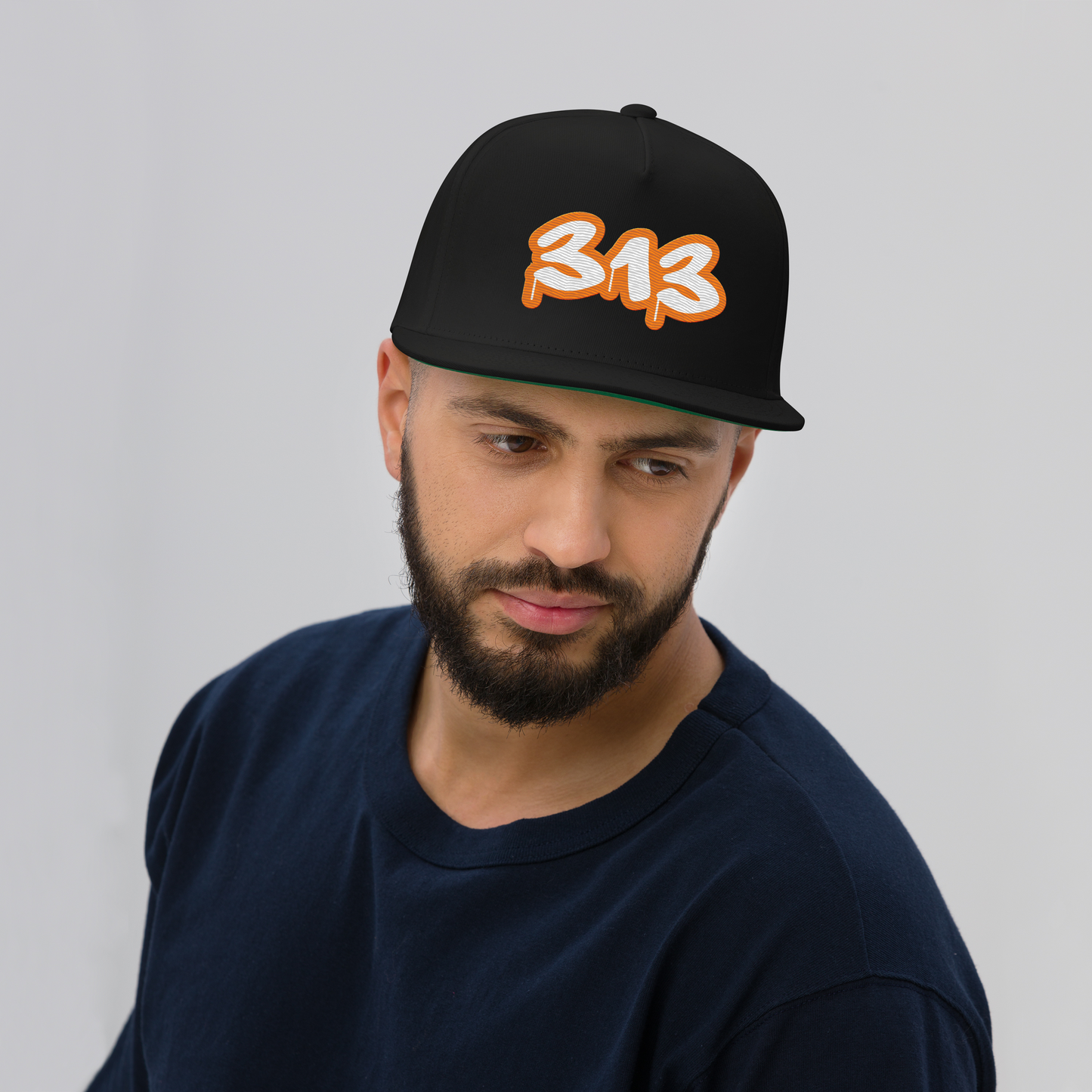 Detroit '313' Flat BIll Snapback (Orange Tag Font)