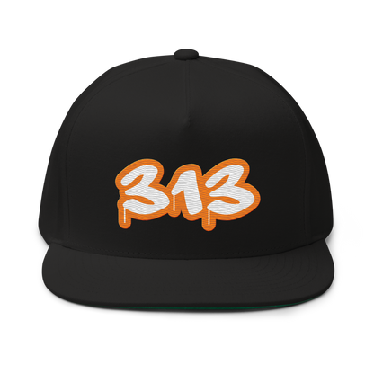 Detroit '313' Flat BIll Snapback (Orange Tag Font)