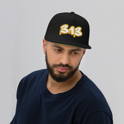 Detroit '313' Flat BIll Snapback (Gold Tag Font)