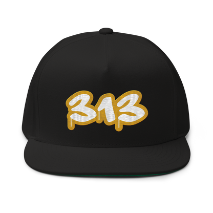 Detroit '313' Flat BIll Snapback (Gold Tag Font)