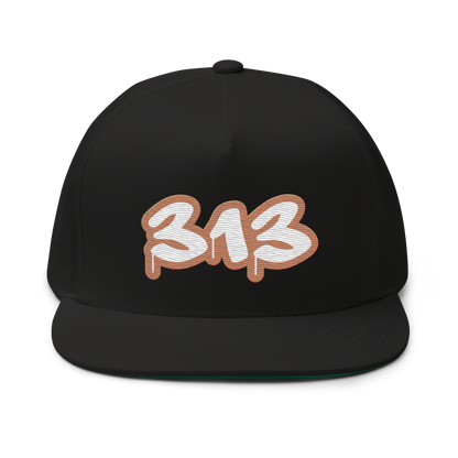 Detroit '313' Flat BIll Snapback (Copper Tag Font)