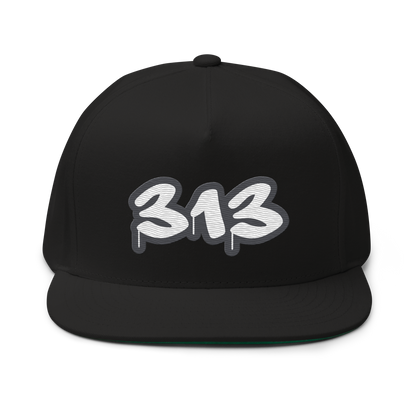 Detroit '313' Flat BIll Snapback (Iron Ore Grey Tag Font)