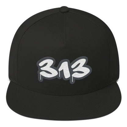 Detroit '313' Flat BIll Snapback (Iron Ore Grey Tag Font)