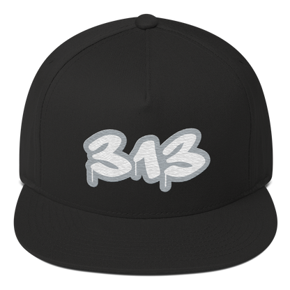 Detroit '313' Flat BIll Snapback (Silver Tag Font)