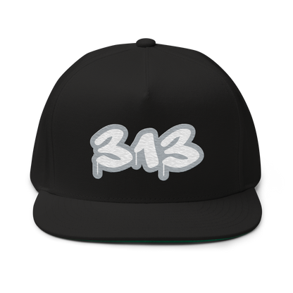 Detroit '313' Flat BIll Snapback (Silver Tag Font)