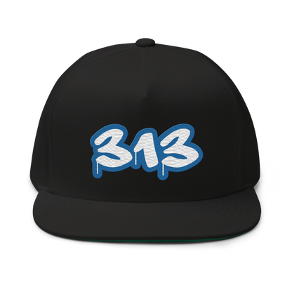 Detroit '313' Flat BIll Snapback (Azure Tag Font)