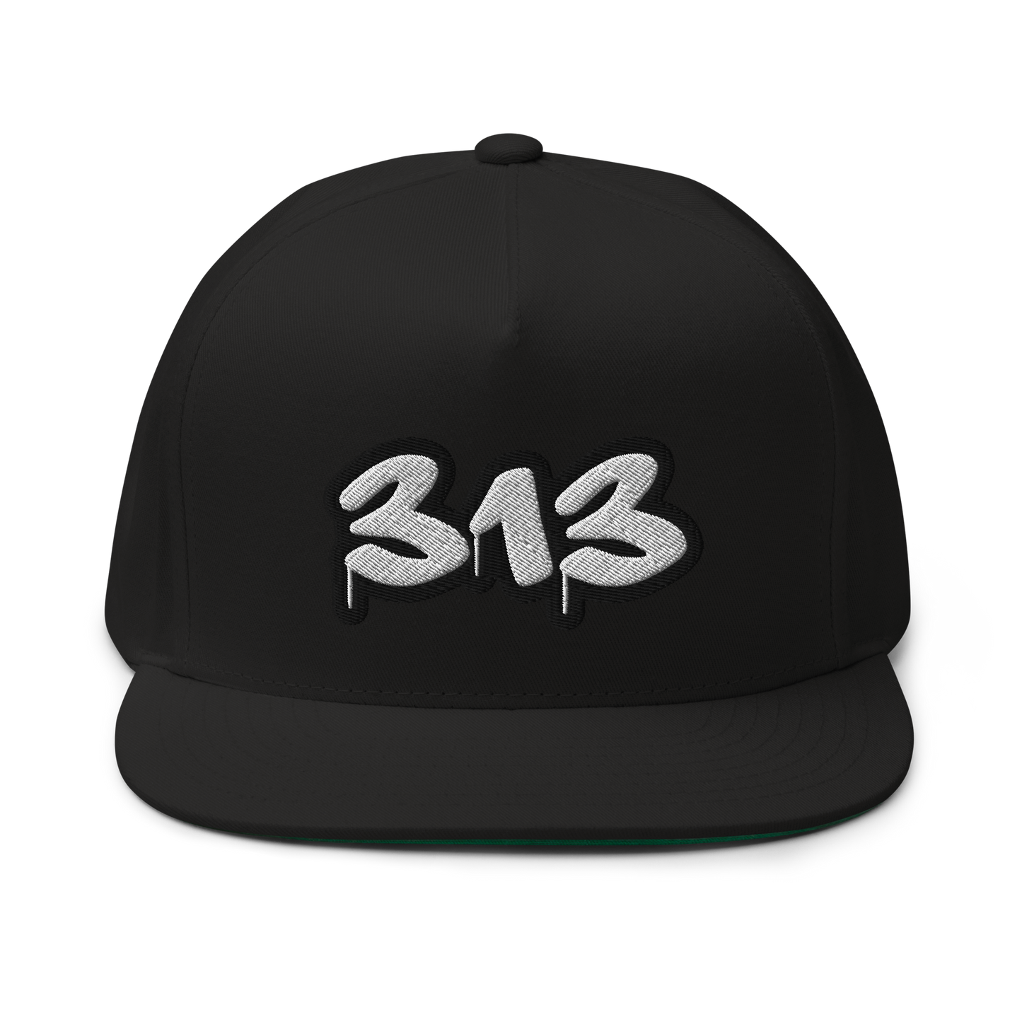 Detroit '313' Flat BIll Snapback (White/Black Tag Font)