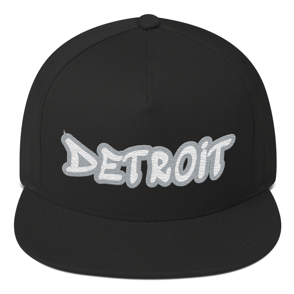 'Detroit' Flat Bill Snapback (Silver Tag Font)