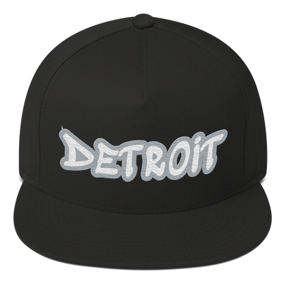 'Detroit' Flat Bill Snapback (Silver Tag Font)