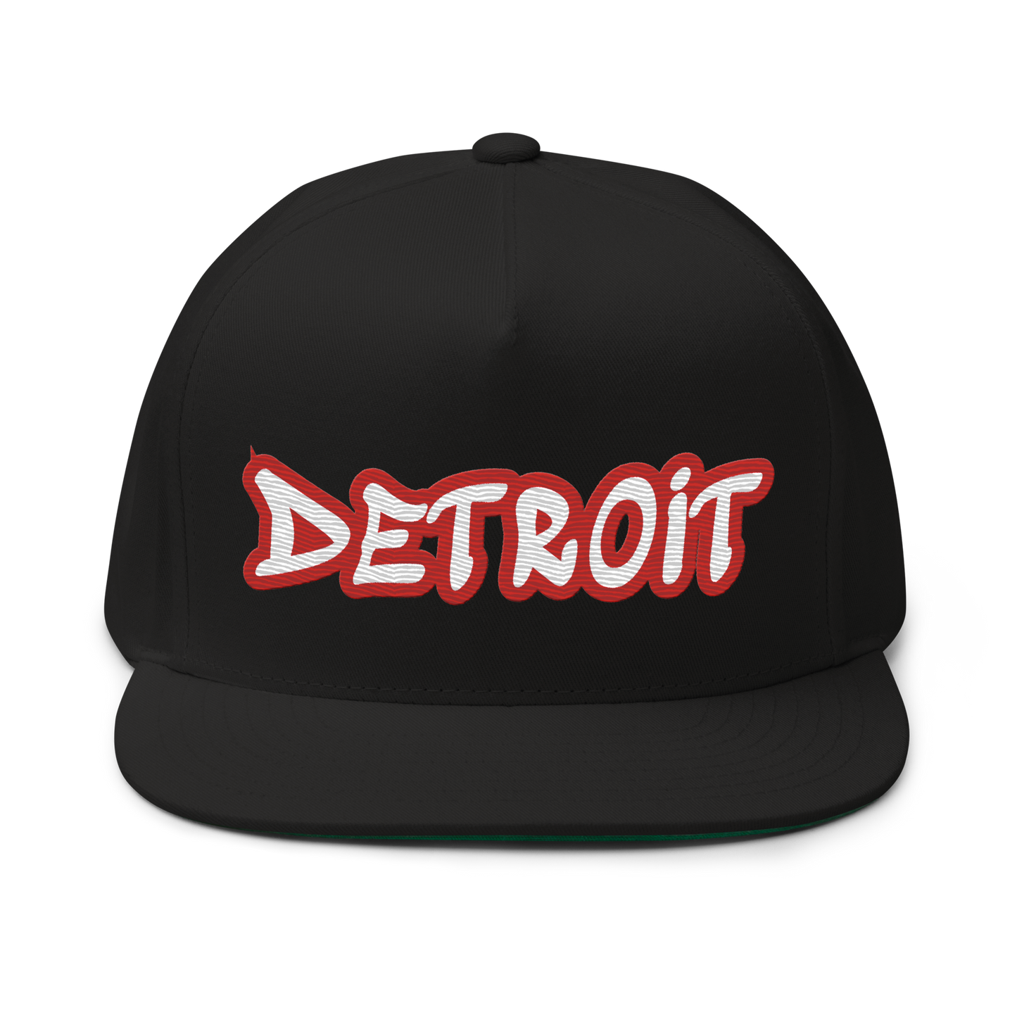 'Detroit' Flat Bill Snapback (Aliform Red Tag Font)