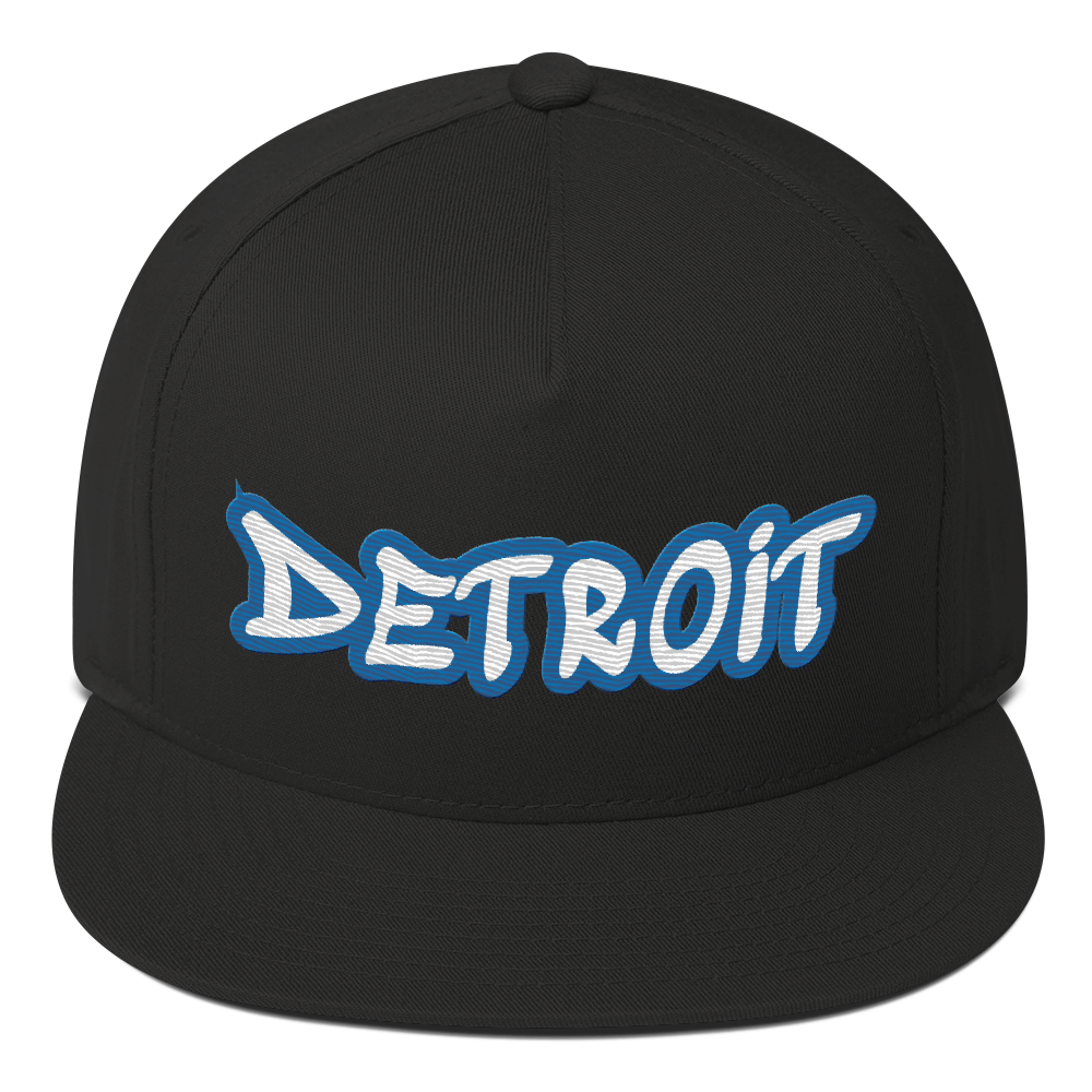 'Detroit' Flat Bill Snapback (Azure Tag Font)