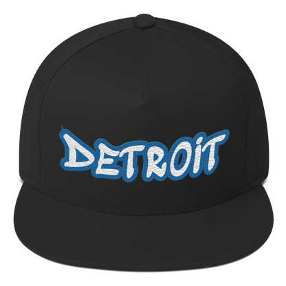 'Detroit' Flat Bill Snapback (Azure Tag Font)