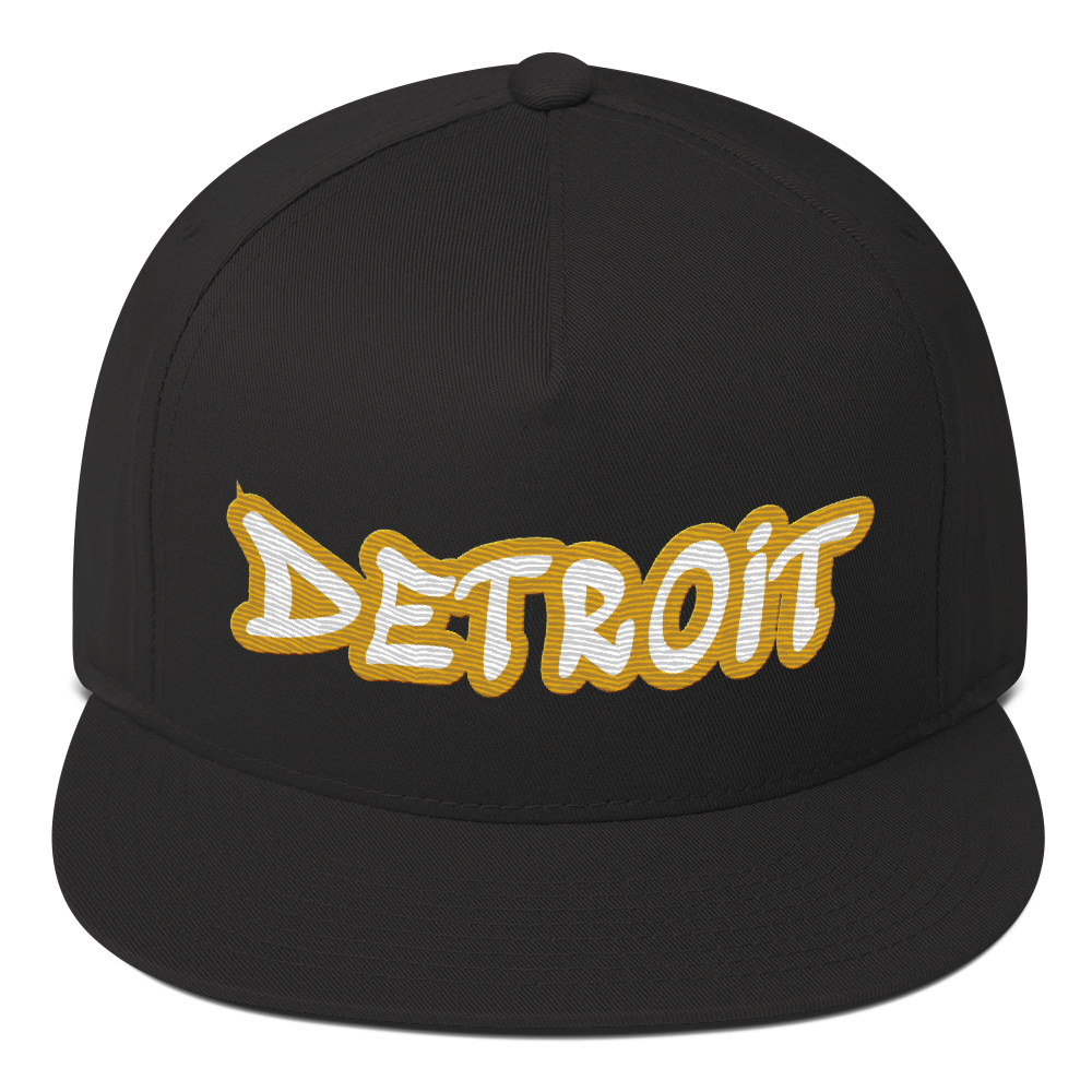 'Detroit' Flat Bill Snapback (Gold Tag Font)