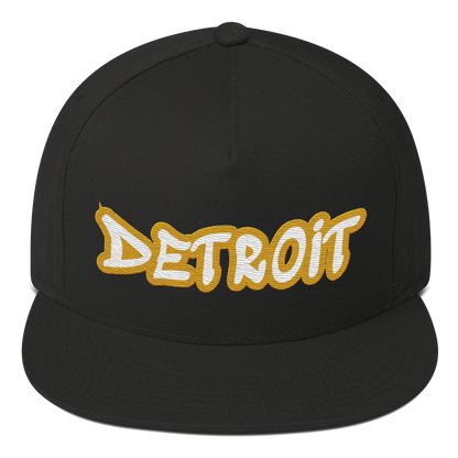 'Detroit' Flat Bill Snapback (Gold Tag Font)