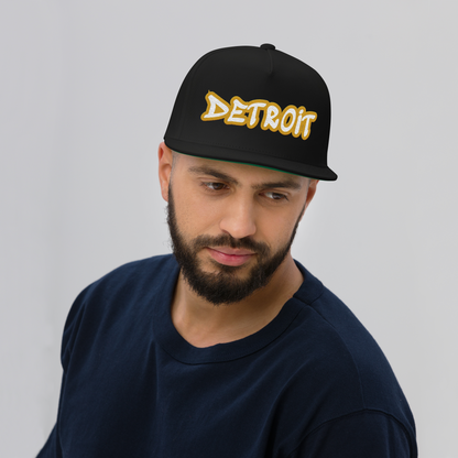 'Detroit' Flat Bill Snapback (Gold Tag Font)