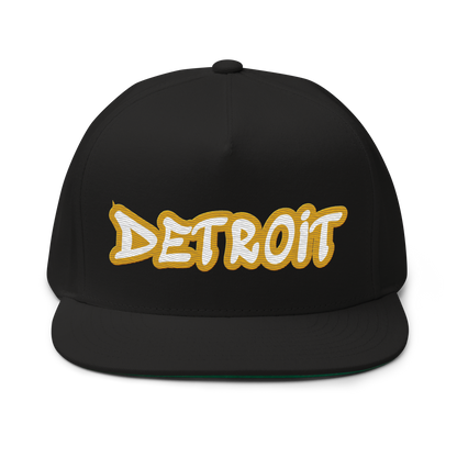 'Detroit' Flat Bill Snapback (Gold Tag Font)