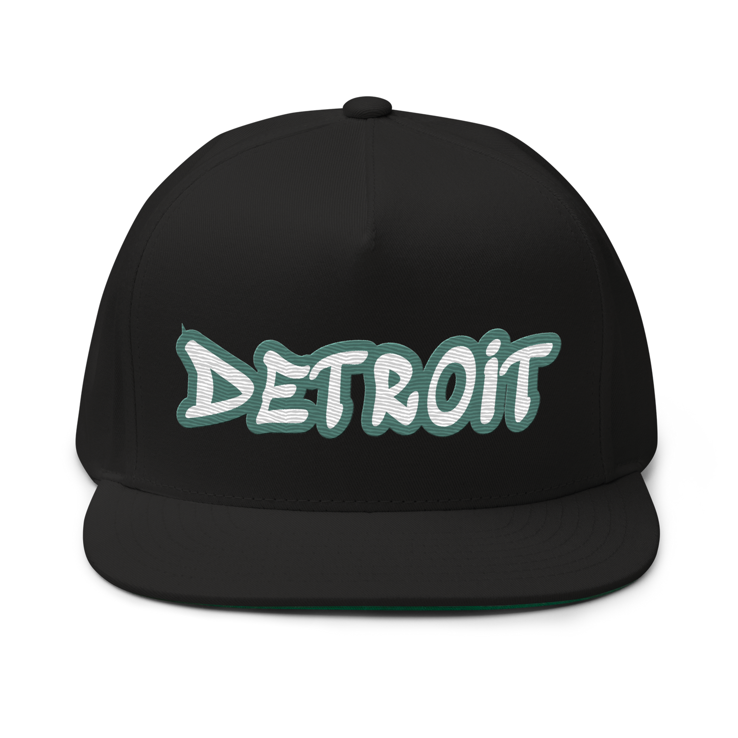 'Detroit' Flat Bill Snapback (Copper Green Tag Font)