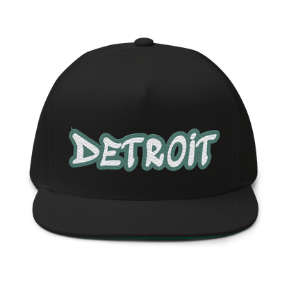 'Detroit' Flat Bill Snapback (Copper Green Tag Font)