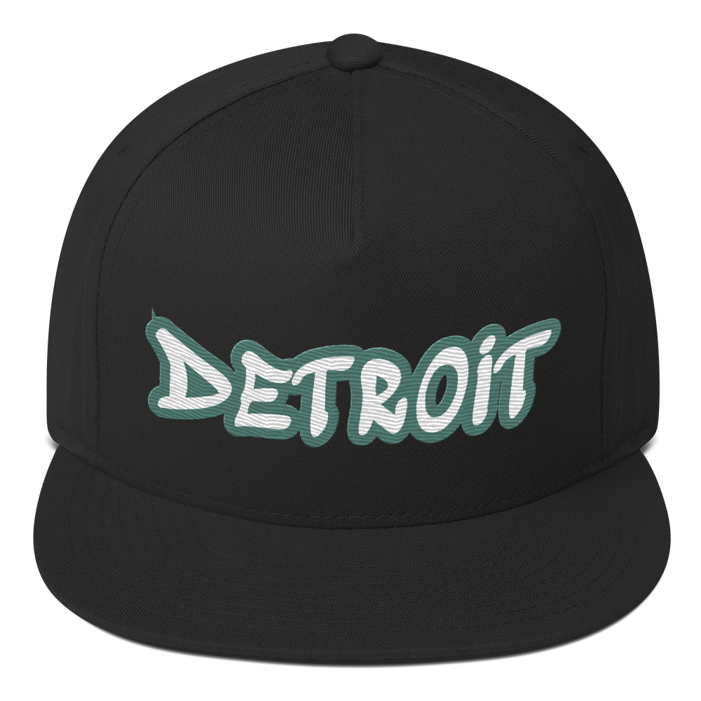 'Detroit' Flat Bill Snapback (Copper Green Tag Font)