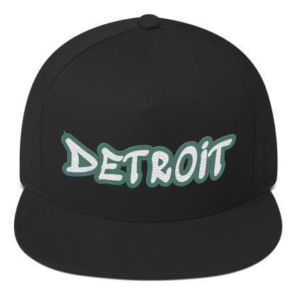 'Detroit' Flat Bill Snapback (Copper Green Tag Font)