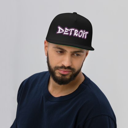 'Detroit' Flat Bill Snapback (Plum Tag Font)