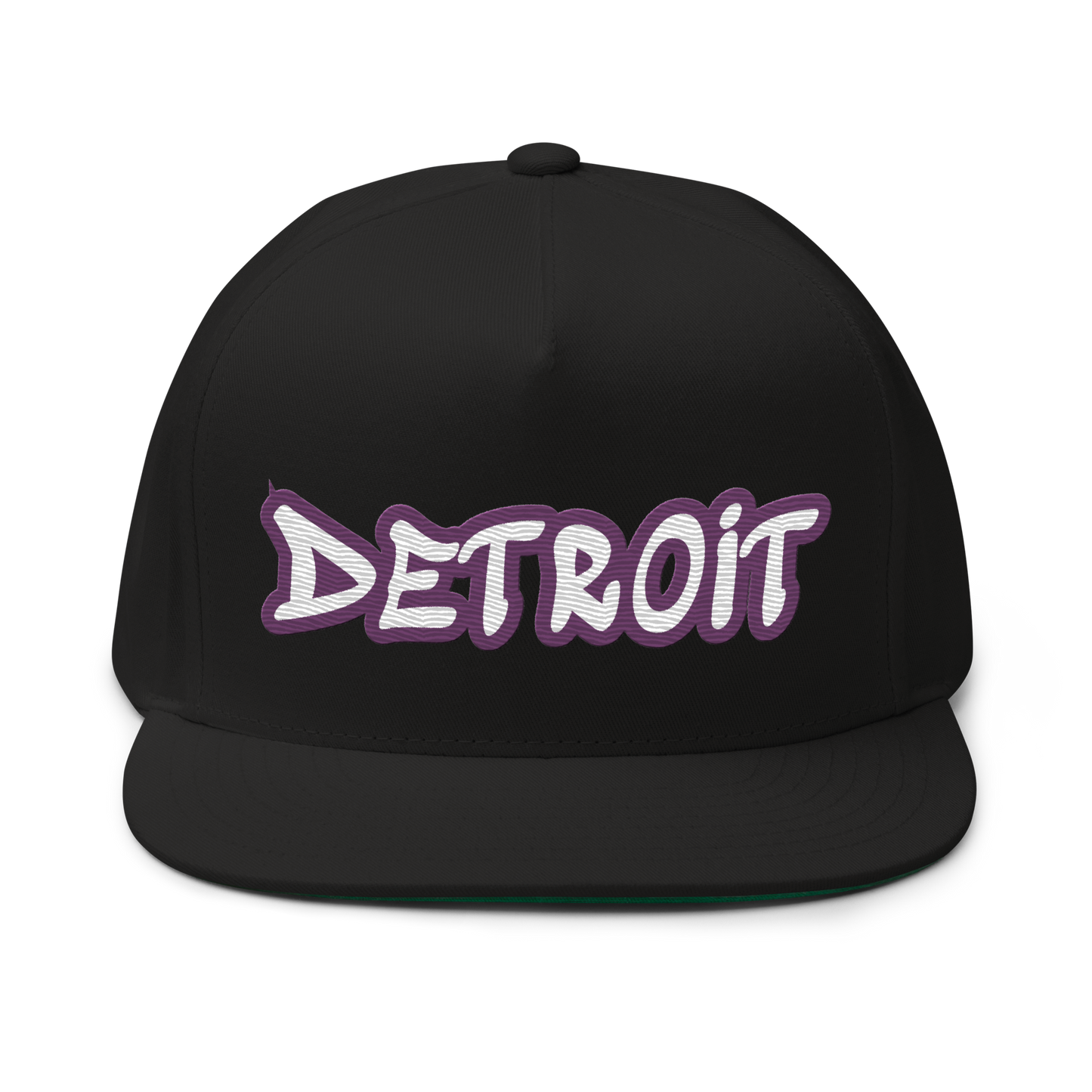 'Detroit' Flat Bill Snapback (Plum Tag Font)