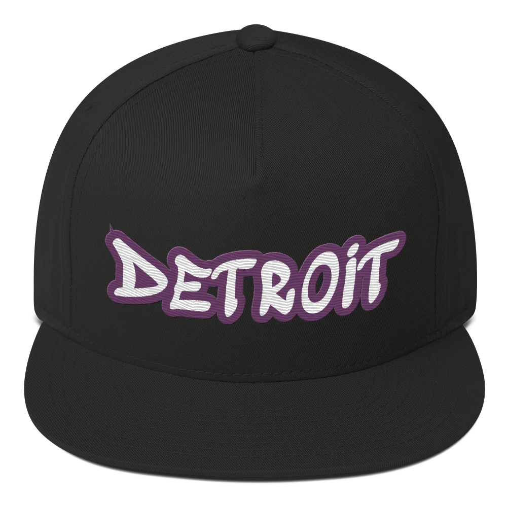 'Detroit' Flat Bill Snapback (Plum Tag Font)