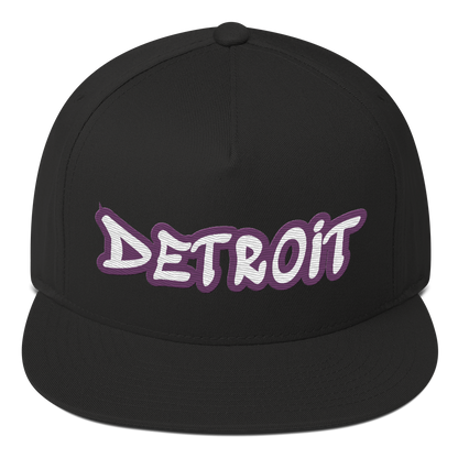 'Detroit' Flat Bill Snapback (Plum Tag Font)