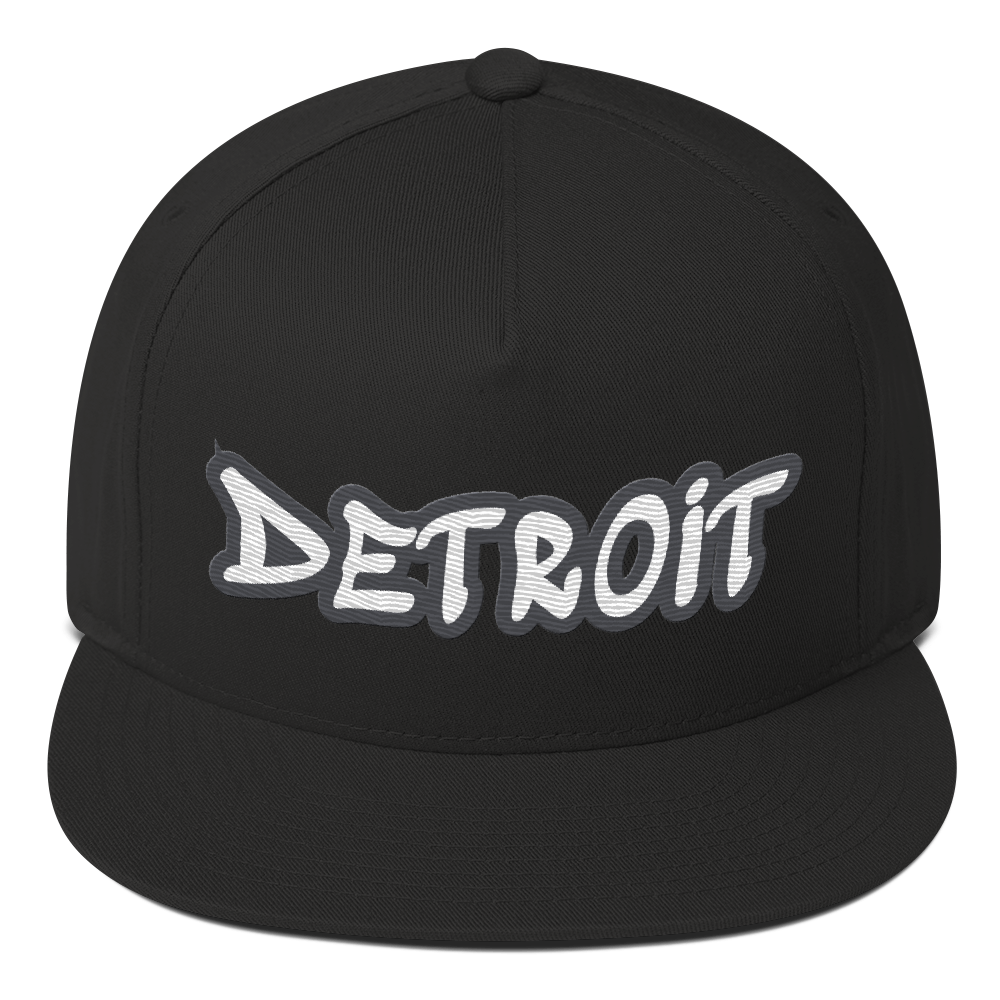 'Detroit' Flat Bill Snapback (Iron Ore Grey Tag Font)