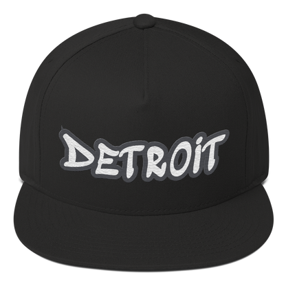 'Detroit' Flat Bill Snapback (Iron Ore Grey Tag Font)