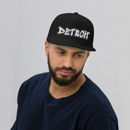 'Detroit' Flat Bill Snapback (Iron Ore Grey Tag Font)