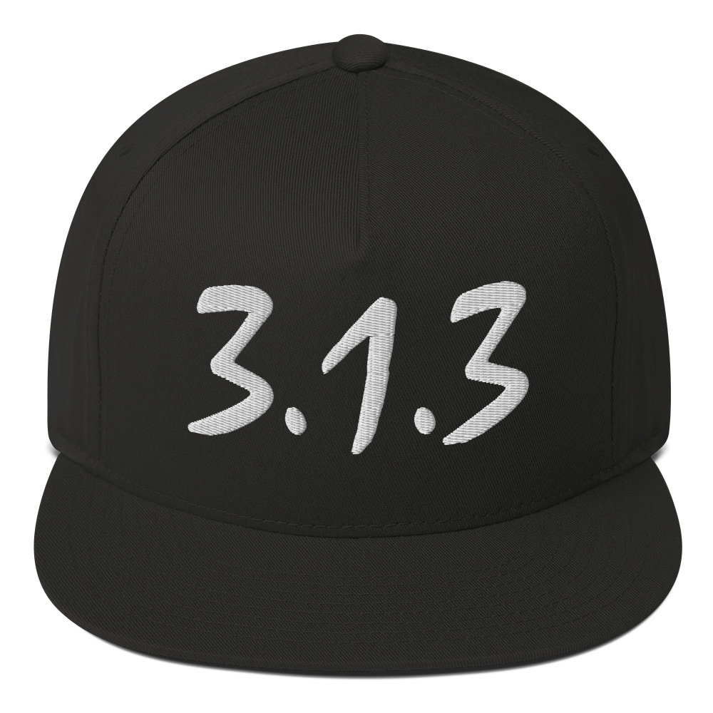 Detroit '313' Snapback (Compton Font) | 5-Panel - White/Black