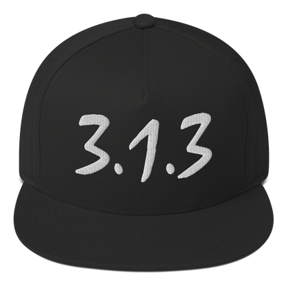 Detroit '313' Snapback (Compton Font) | 5-Panel - White/Black