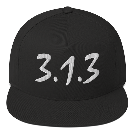 Detroit '313' Snapback (Compton Font) | 5-Panel - White/Black