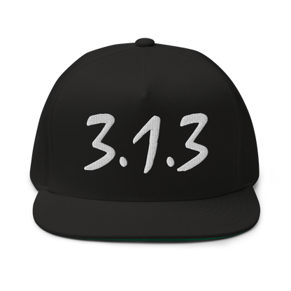 Detroit '313' Snapback (Compton Font) | 5-Panel - White/Black